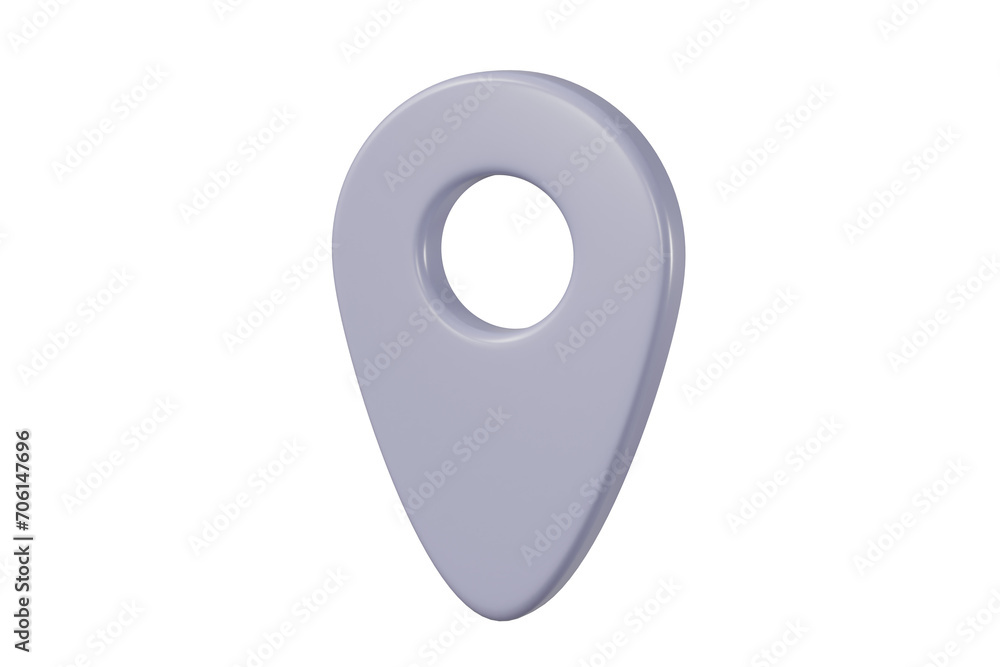 Poster 3d realistic location purple map pin gaps pointer, map markers for destination. minimal cartoon icon