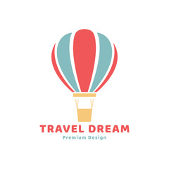 hot air balloon logo  tourism  holiday  vector icon  symbol  minimalist illustration design