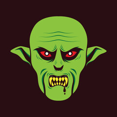 mascot logo  monster head  scary  goblin  vector icon symbol illustration design