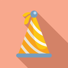 Festive party hat icon flat vector. Revel decoration hat. Child paper cone