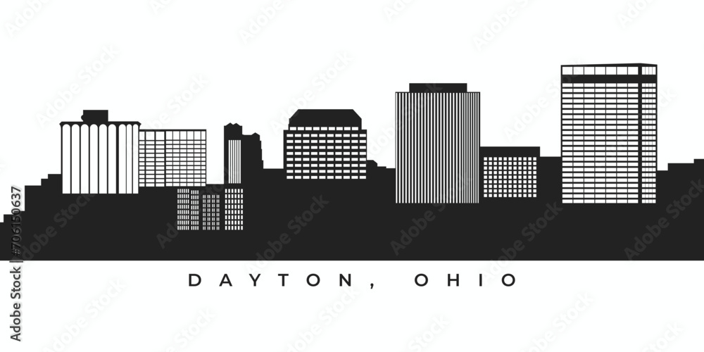 Wall mural Dayton city skyline silhouette. Ohio cityscape illustration in vector