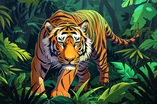 cartoon tiger in the forest