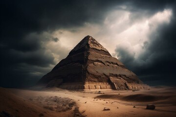 pyramid amidst ominous skies breathtaking environment. Generative AI - obrazy, fototapety, plakaty