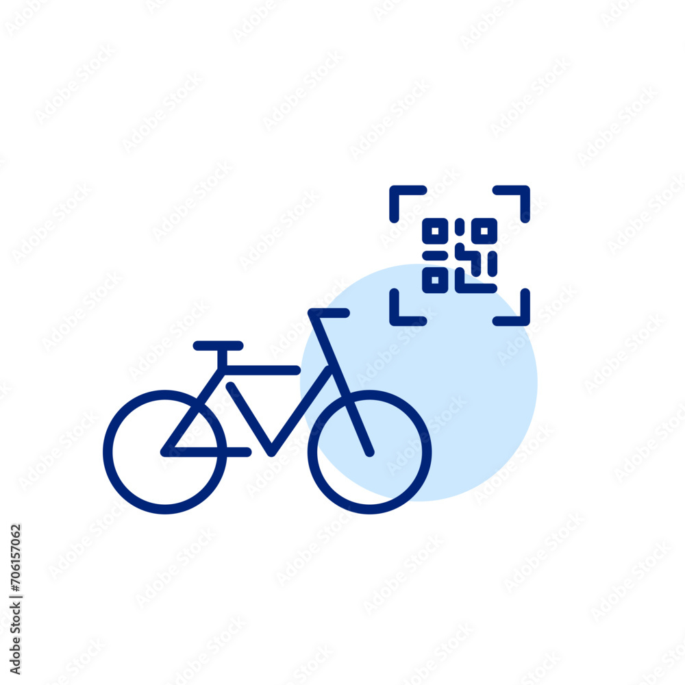 Poster renting bicycle with qr code. pixel perfect, editable stroke icon