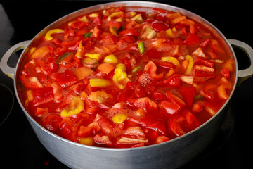 Stewed sweet peppers and tomatoes make up the vegetable dish lecho.
