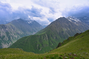 Thunderclouds over the Caucasus mountains near the Fiagdon valley
