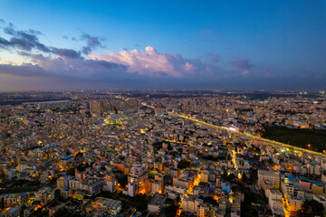 sunset over the cityscape - Bangalore, India