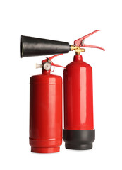 Obraz premium Fire extinguishers on white background