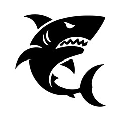 Obraz premium a minimal angry shark vector flat illustration silhouette