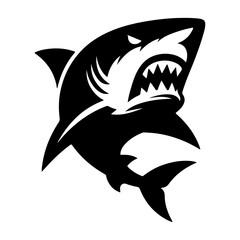 a minimal angry shark vector flat illustration silhouette