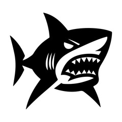a minimal angry shark vector flat illustration silhouette
