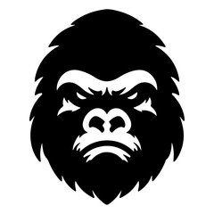 angry Gorilla howling face logo silhouette vector, black color silhouette