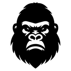 angry Gorilla howling face logo silhouette vector, black color silhouette