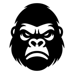angry Gorilla howling face logo silhouette vector, black color silhouette