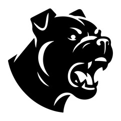 minimal angry Pitbull dog vector silhouette, black color silhouette