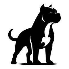 minimal angry Pitbull dog vector silhouette, black color silhouette
