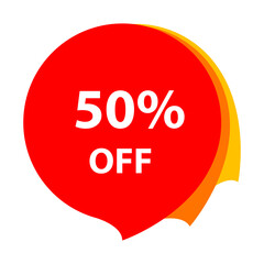 Sale 50% OFF discount sticker icon vector Red tag discount offer price label for graphic design, logo, web site, social media, mobile app, ui illustration