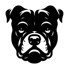 minimal angry Pitbull dog vector silhouette, black color silhouette