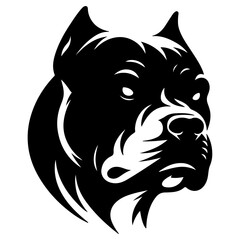 minimal angry Pitbull dog vector silhouette, black color silhouette