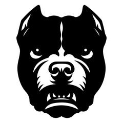 minimal angry Pitbull dog vector silhouette, black color silhouette