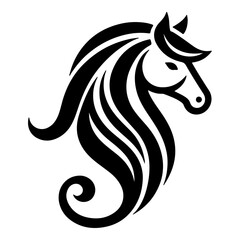 minimal Creative Horse Elegant line art Logo vector silhouette black color