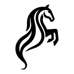 minimal Creative Horse Elegant line art Logo vector silhouette black color