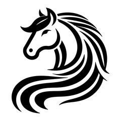 minimal Creative Horse Elegant line art Logo vector silhouette black color