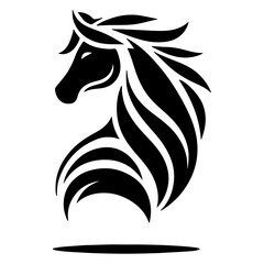 minimal Creative Horse Elegant line art Logo vector silhouette black color