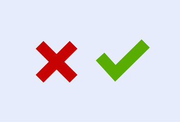 Obraz premium Green check Mark and Red Cross web icon Scalable Vector Illustration