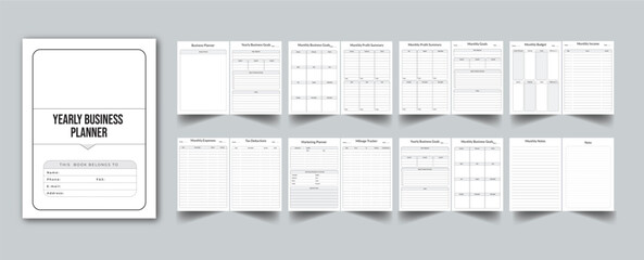 Editable Yearly Business Planner Kdp Interior printable template Design.