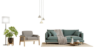 Living room on transparent background.3d rendering