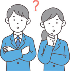 悩んでいる会社員の上半身イラスト