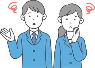 悩みがある会社員の上半身イラスト