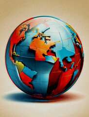 3D Abstract globe, Planet,Globe.  