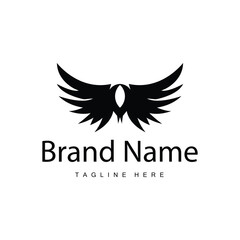Obraz premium Wing logo black silhouette design simple minimalist bird wings vector illustration template