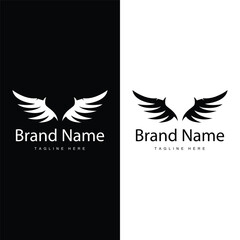 Wing logo black silhouette design simple minimalist bird wings vector illustration template