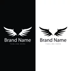 Fotobehang Wing logo black silhouette design simple minimalist bird wings vector illustration template © Arya19