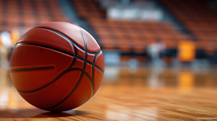 Naklejka premium basketball ball on the court