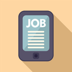 Tablet seek job icon flat vector. Career glass. Search folder interview
