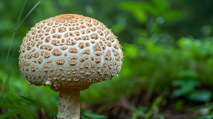Detailed Mushroom Cap in a Lush Forest