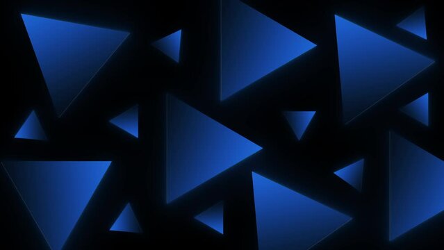 Neon blue triangle geometric motion background. Seamless looping animation