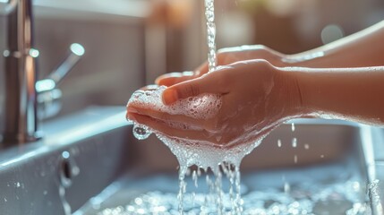 Fototapeta premium Washing Hands Under Running Tap Water