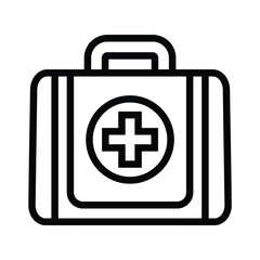 Medical bag outline icons, minimalist vector illustration and transparent graphic element. Isolated on white background