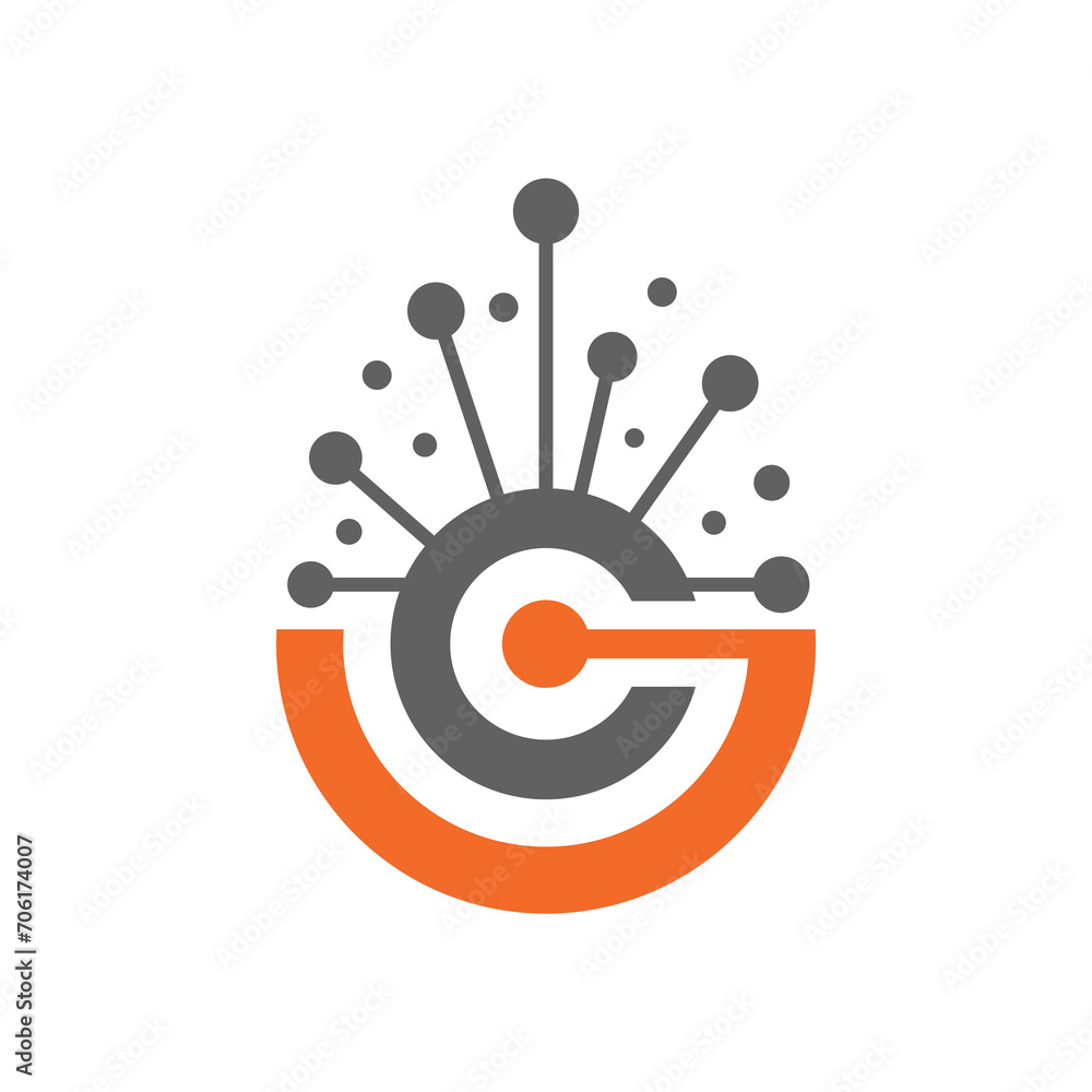 Fototapete initial letter g and c logo design template element. letter g and c usable for business and company 