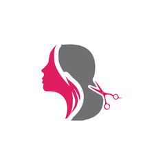 saloon logo design vector feminime girlhair 