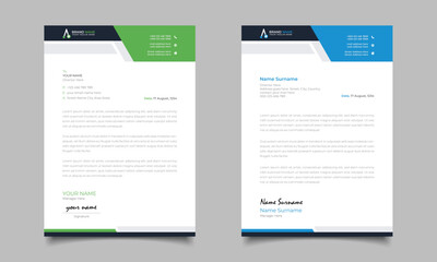 Blue And Green Modern Business Letterhead Simple clean Template Design
