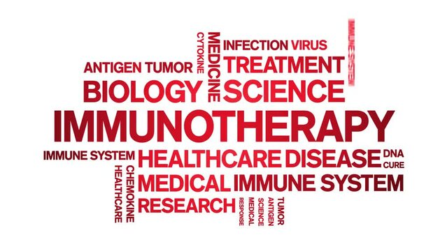 immunotherapy animated tag word cloud;text design animation kinetic typography seamless loop.