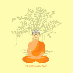 Mahayana New Year also known as Vesak, Buddhist festival- Vector. Buddha Purnima Holiday Background. Vector Illustration.