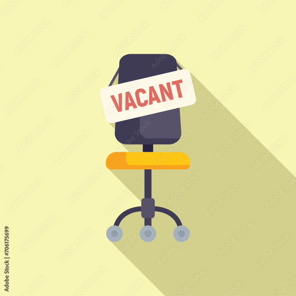 Sticker Vacant job chair icon flat vector. Career interview. Work employee company