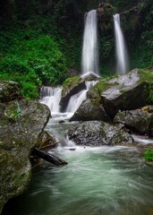 Fototapeta premium two twin waterfalls with beauty